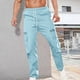 thumbnail image 1 of Pantalones largos para hombre, moda informal, deportivos, con cremallera, cordón, pierna recta, cargo, pantalones largos de poliéster para hombre., 1 of 6
