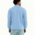 thumbnail image 4 of Domuza Corduroy Sweatshirt Men Stand Collar Casual Quarter Zip Up Pullover Top Spring Fall Relaxed Fit Stylish Long Sleeve Ribbed Sweatshirts Sky Blue XL, 4 of 4