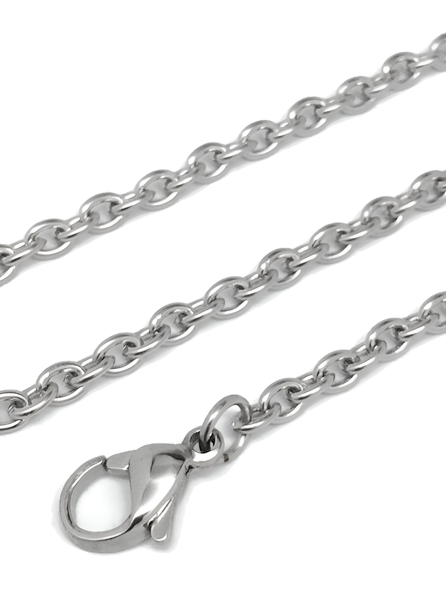 Mens Small Stainless Steel Cross Pendant Religous Necklace 3mm Chain (30 Inch)