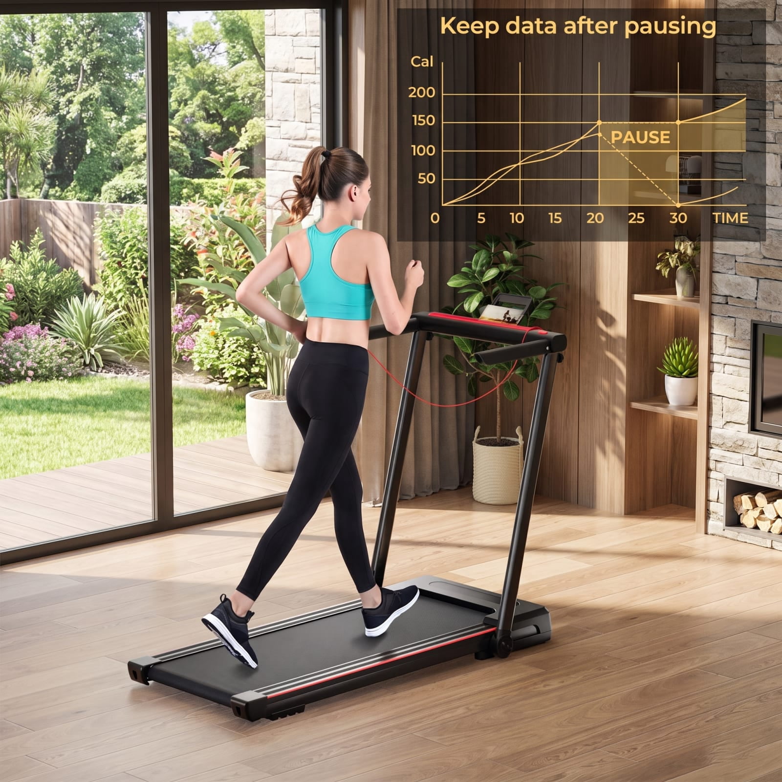 Airfind 3 in 1 Folding Treadmill with Removable Desk and LCD Display for Home Office Under Desk Walking and Jogging, Black