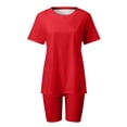 thumbnail image 3 of Conjunto deportivo de 2 piezas para mujer con top de manga corta y pantalón corto - Poliéster, transpirable, S-XXXL para yoga/running/actividades diarias, 3 of 6