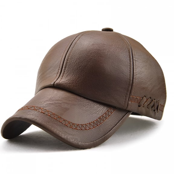 TELOLY Mens Adjustable Size Baseball Cap Hat Pu Leather 3 Colors Sport Hat Baseball Cap(Light Coffee)