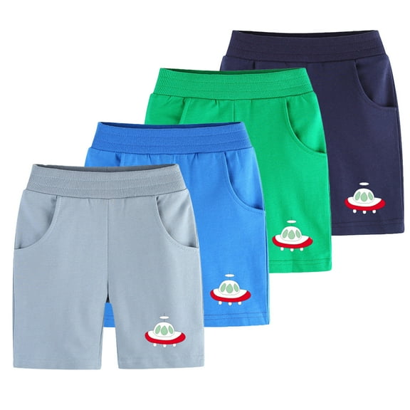 WOLLED Little Boys Cotton Shorts for Kids Cute Cartoon Casual Pants Toddler Elastic Waist Sweat Shorts for 1-9 Years