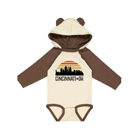 

Inktastic Cincinnati Ohio Skyline Retro Gift Baby Boy or Baby Girl Long Sleeve Bodysuit