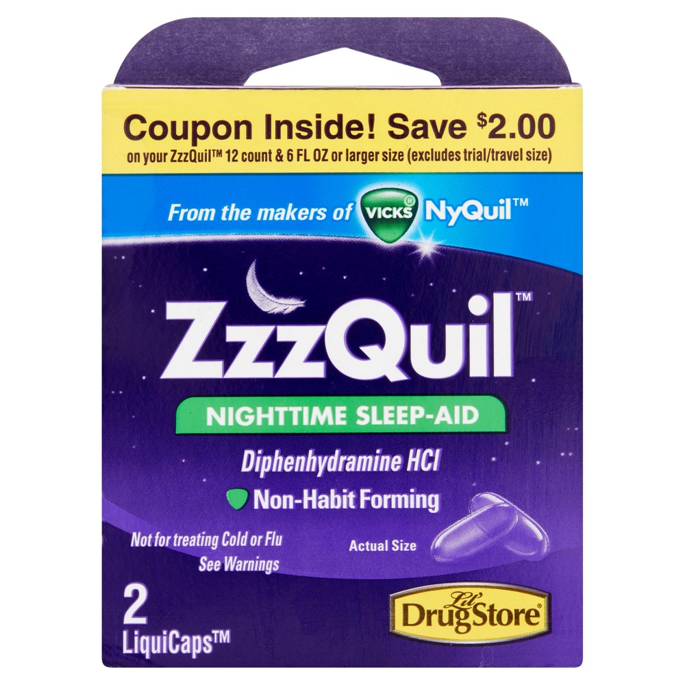 ZzzQuil Night Time SleepAid LiquiCaps, 2 count