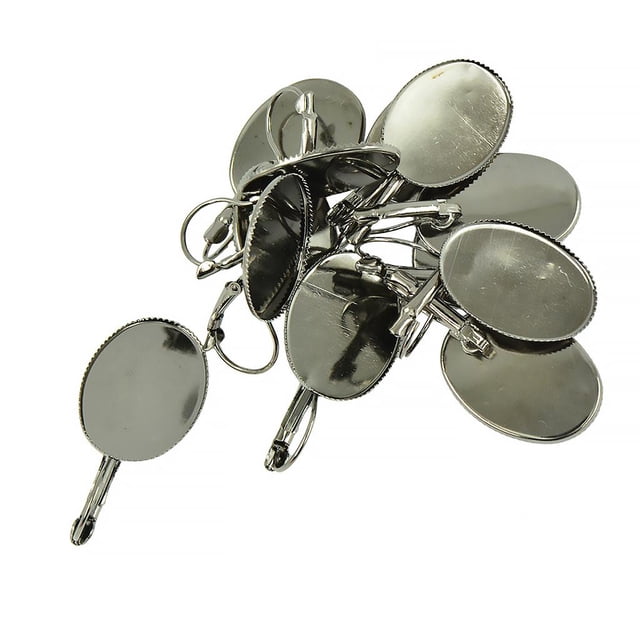 simhoa 12pcs French Lever Back Earring Hook Oval Tary Setting DIY Findings 25x18mm Base
