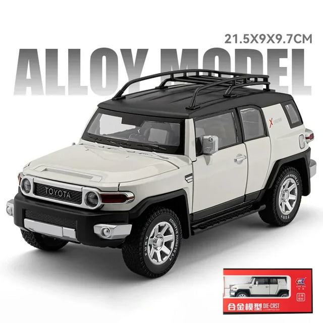 1:24 TOYOTA FJ Cruiser Alloy Car Model Diecast & Toy Metal Off-road Vehicles Car Model Sound and Light Simulation Childrens Gift White With box