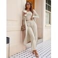 thumbnail image 6 of Ekouaer Women's Pajama Sets 3 Piece Lounge Set Long Sleeve Cardigan Sleeveless Top Pants Sweatsuit, 6 of 6
