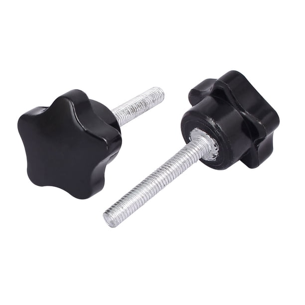 Tornillos de cabeza en estrella de plástico M6 x 40 mm, perillas de sujeción, agarres negros, 2 piezas