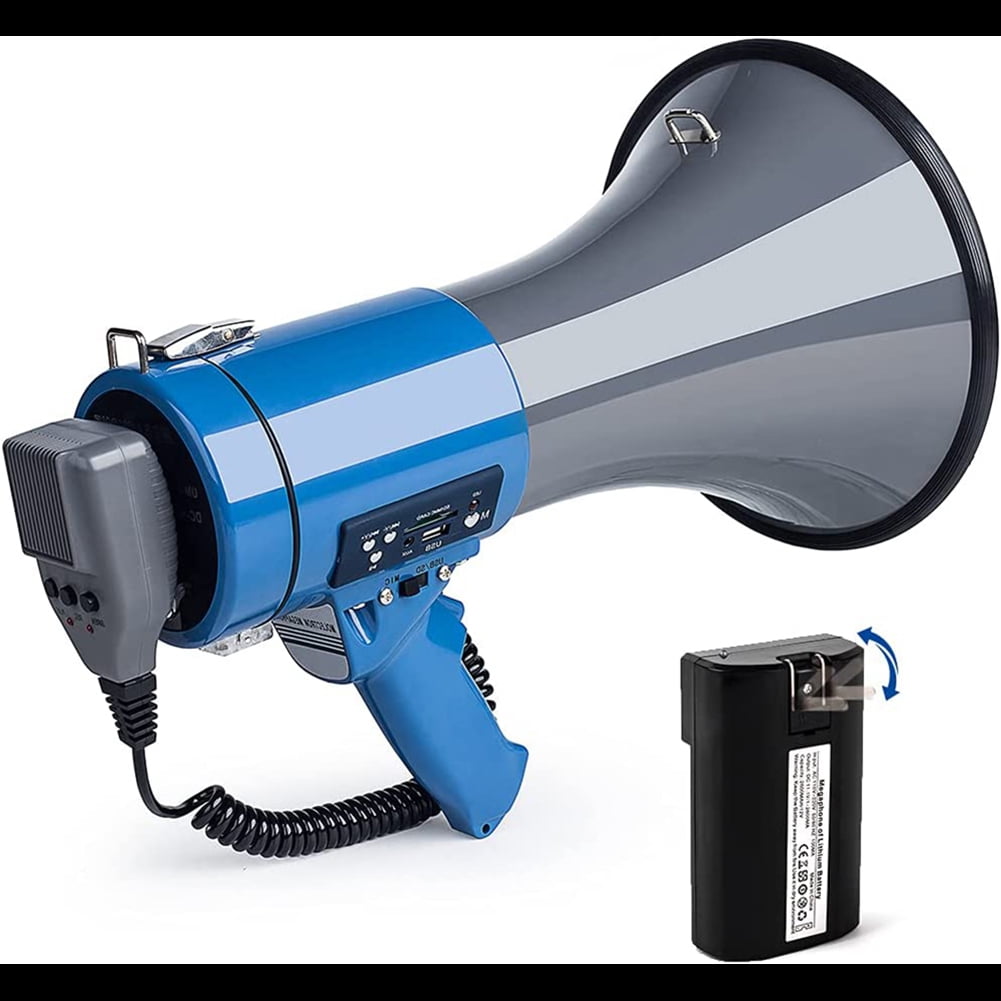 Large 50 watt 15 inch professional megaphone with detachable microphone, 240S recording and