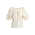 thumbnail image 5 of Time and Tru Women's Lace Trim Top with Puff Sleeves, Sizes XS-XXXL, 5 of 5