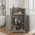 thumbnail image 2 of Smuxee Farmhouse Corner Bathroom Storage Cabinet, Freestanding Triangle Linen Organizer Cabinet with Barn Doors & Adjustable Shelves for Laundry Room,Gray, 2 of 6
