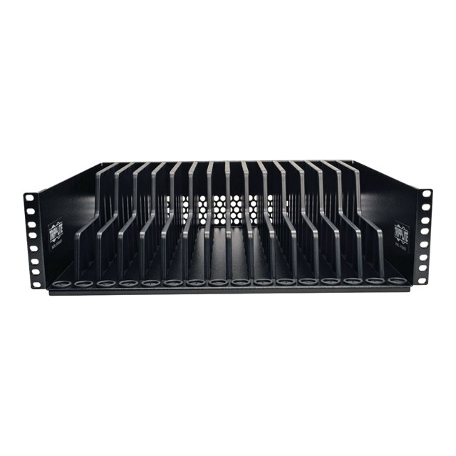 Tripp Lite 3U Rack Mount Tablet iPad Laptop Chromebook Storage Shelf for Racks SR16SHELF Black