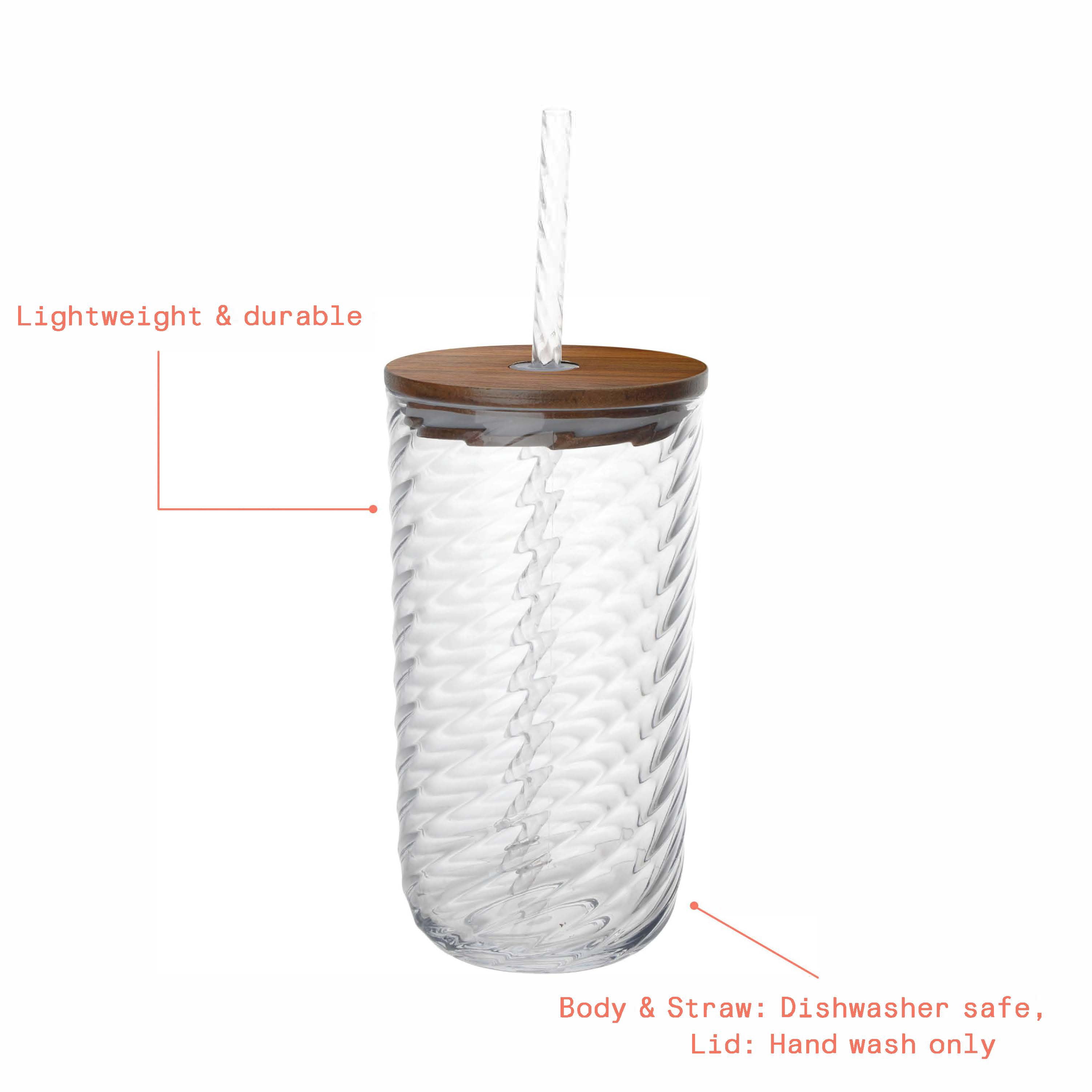 (2 pack) Beautiful 21-Ounce Tritan Swirl Texture Sipper Tumbler With Lid and Straw, Clear by Drew Barrymore