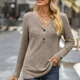 thumbnail image 5 of Annhoo Womens Long Sleeve Shirts Fall Knit Button V Neck Tops Casual Comfy Sweater Tees Going out Blouses, 5 of 6