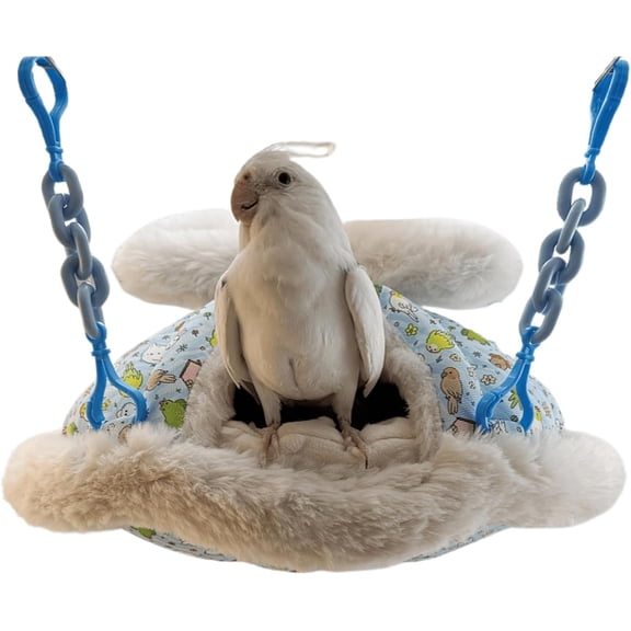 Winter Warm Thickened Plush Bird Nest Hammock Bed Snuggle Hut with Bean Velvet Pad for Parrotlet Budgie Lovebird Cockatiel Caique Quaker Conure