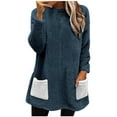 thumbnail image 2 of Wancir Women's Winter Warm Sherpa Lined Fleece Crewneck Sweatshirt Pullover Loungewear Tunic Tops With Pocket, 2 of 5