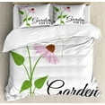 thumbnail image 1 of Coneflower Duvet Cover Set King Size, Illustration of Flowers Scene with a Bee Flying Around Garden Gifts Text, Decorative 3 Piece Bedding Set with 2 Pillow Shams, Multicolor, by Ambesonne, 1 of 3