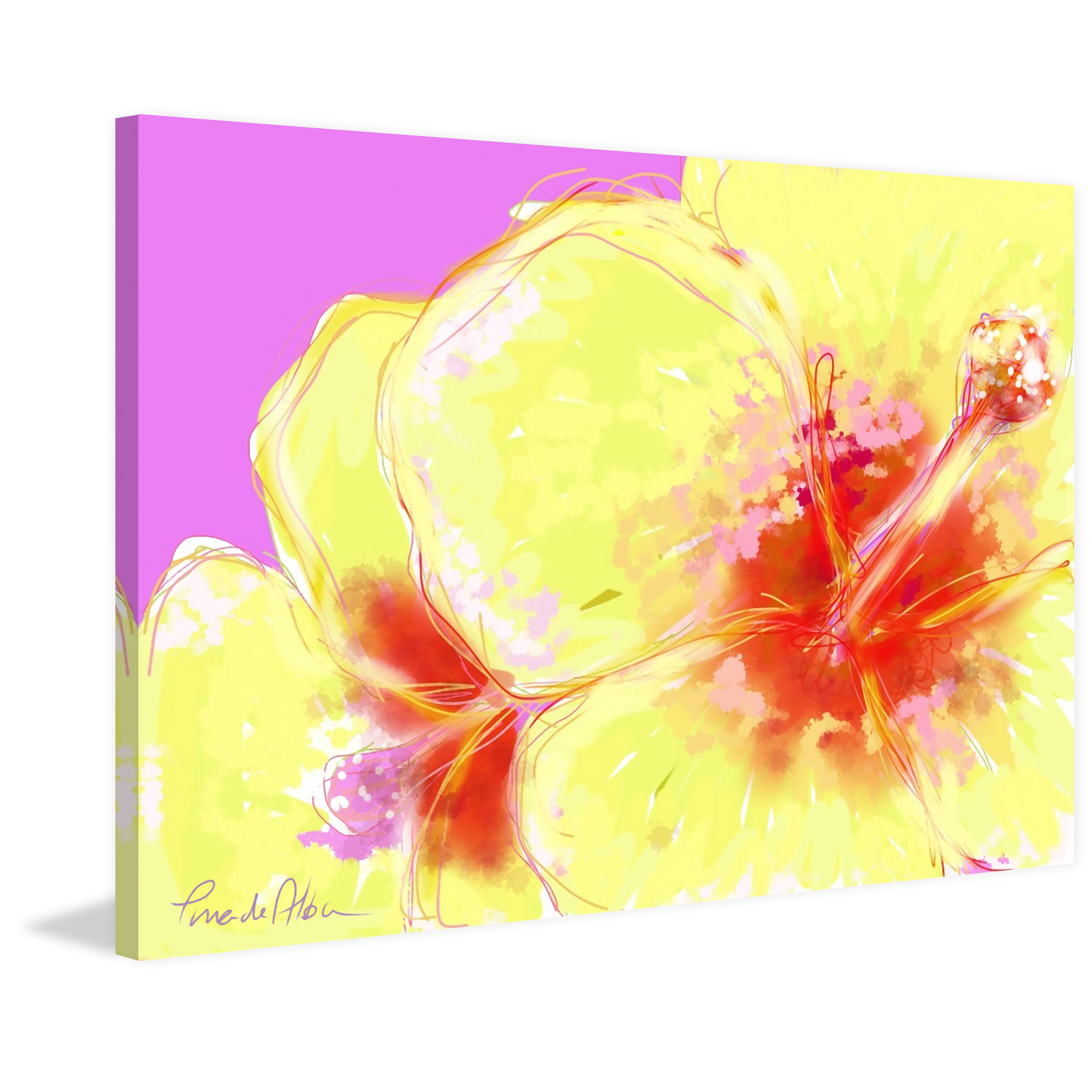 Marmont Hill "Yellow Hibiscus" by Arthur Pina Painting Print on Wrapped Canvas