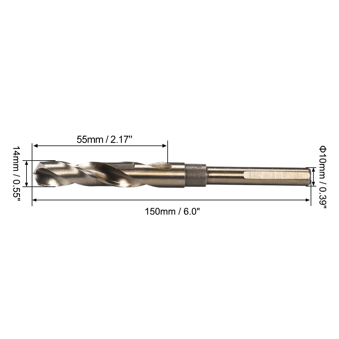 Unique Bargains 14mm Black Nitride Gold Titanium Coated Reduced Shank Twist Drill Bits
