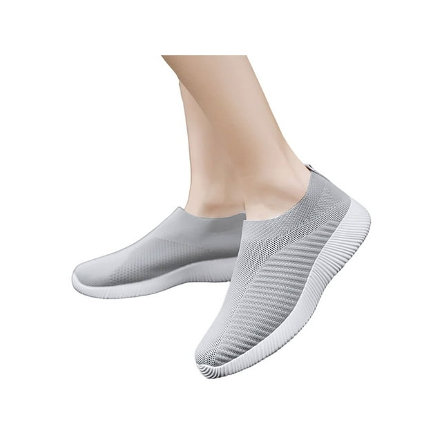 UKAP Chaussures de Marche pour Femmes Espadrilles en Mesh à Enfiler Légères Gris 8