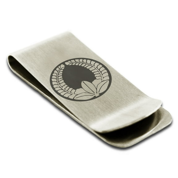 Tioneer Stainless Steel Ando Samurai Crest Engraved Money Clip Credit Card Holder