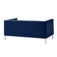 thumbnail image 4 of Jens Navy/Chrome Velvet Loveseat Sofa - Tuxedo, Line Stitch Tufted, Stainless Steel Chrome Legs, 4 of 8