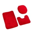 thumbnail image 1 of Kearding Alfombrilla para tapa de inodoro duradera de 3 piezas, suave y duradera, para diario, alfombrilla para inodoro contorneada en forma de Juegos de accesorios de baño Rojo, 1 of 6