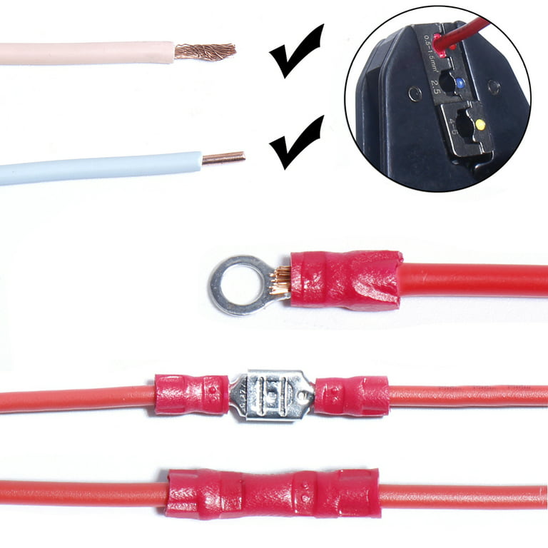Crimp Ring Tip Insulated Terminal Block Electric Wire Connector Pin Tube Terminal  Ejector Kit For Wiring