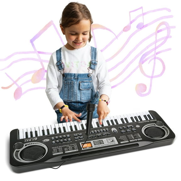Beefunni Piano Toys Keyboard for Kids 5-12 Years, 61 Keys with Microphone, Electronic Musical Interactive Teaching Piano Keyboard for Boys Girls, Chirstmas Gift for Kids 5 6 7 8 - 12 