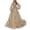 Golden, variant on Women Evening Dress V Neck Lantern Sleeve Shiny Sequin Beading Padded A-line Floor Length Mesh Double-layered Cocktail Party Dress Formal Prom Gown