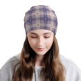 thumbnail image 2 of Gaeub Purple Floral Gingham Check Plaid Print Beanie Hats for Men Women,Winter Caps,Knit Cuffed Beanie,Cuffed Cap,Great for Winter Activities, 2 of 7