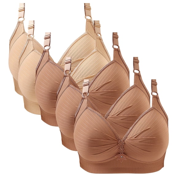 Gymayou 5 Pack High Support Wireless Bras for Women Adjustable Strap Full Coverage Comfort Bra Lift Up Everyday Bras Multicolor #22 L