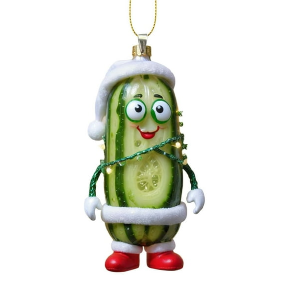 EQWLJWE Green Christmas Pickle Tree Ornaments,Green Pickle Cucumber Hanging Ornaments, Christmas Cucumber Pendant with Lanyard, Christmas Tree Decoration Hanging Ornaments ,Cucumber Pendant