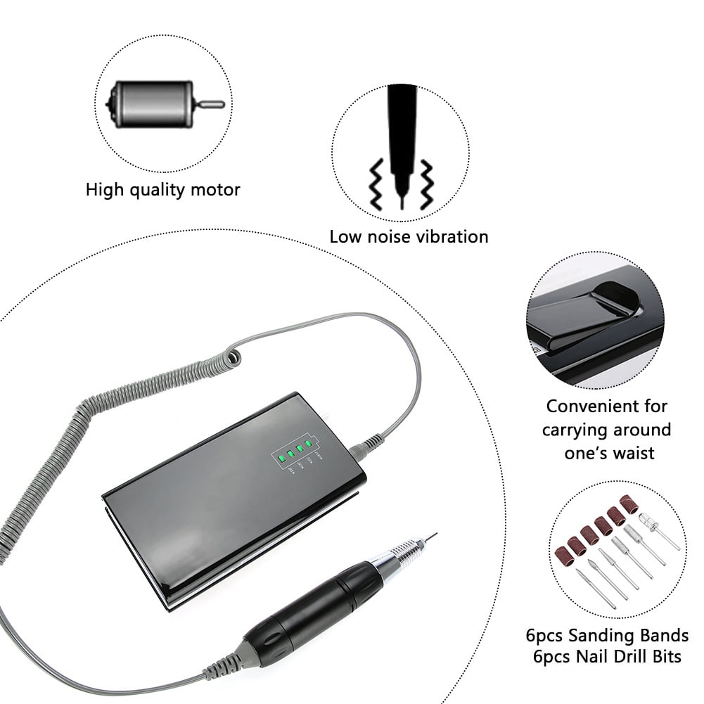 LAZIOEGR Professional 30000 RPM Electric Nail Drill Cordless Rechargeable Efile Nail File for Acrylic Gel Nails Manicure Pedicure Tool Kit Portable (11.02 inches / 28.0 cm)