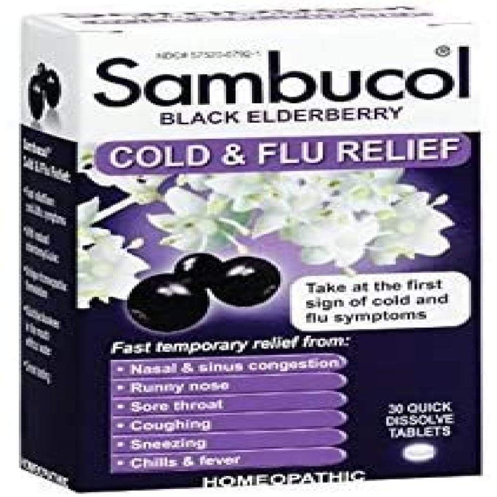 Sambucol Black Elderberry Cold amp Flu Relief Tablets ct Pack of