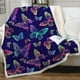 thumbnail image 1 of Butterfly Blankets and Throws Sherpa Throw Blanket Super Soft Reversible Ultra Luxurious Fleece Plush Blanket Purple Rainbow Butterflies Design Throw(, 1 of 4