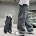 thumbnail image 2 of kpoplk Boys Cargo Baggy Pants Elastic Waist Wide Leg Jeans Casual Demin Pants with Pockets 5-14 Years(Dark Blue,7-8 Y), 2 of 7