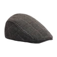 thumbnail image 1 of Gorro de boina Yinane Gorro de taxista a cuadros marrón, 1 of 8