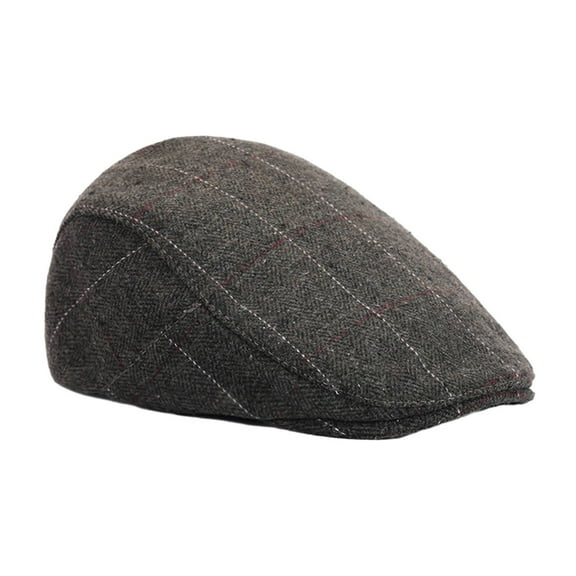 Gorro de boina Yinane Gorro de taxista a cuadros marrón