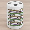 thumbnail image 1 of Dog Lover Ceramic Toothbrush Holder, Cartoon Style Dachshunds Dressed in Pyjamas Chevron Lines Polka Dots and Hearts, Decorative Versatile Countertop for Bathroom, 4.5" X 2.7", Multicolor, 1 of 4