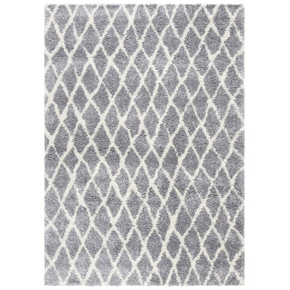 SAFAVIEH Tahoe Zyana Modern Shag Area Rug, 5' x 7', Grey/White