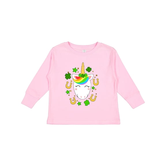 Inktastic Cute St. Patrick's Day Unicorn Boys or Girls Long Sleeve Toddler T-Shirt