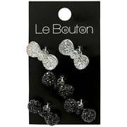 Le Bouton Black and White 7/8" Jelly Shank Button Bowtie Buttons, 5 Pieces