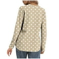 thumbnail image 6 of ClodeEU Womens Polka Dot Print V Neck Button Long Sleeve T Shirt,Trendy Slim Casual Tunic Tops Khaki,Womens Plus M, 6 of 8