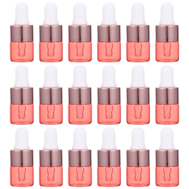 FELTECHELECTR 20 frascos goteros para aceites esenciales, viales de vidrio, mini frascos goteros de viaje para líquidos (1 ml)