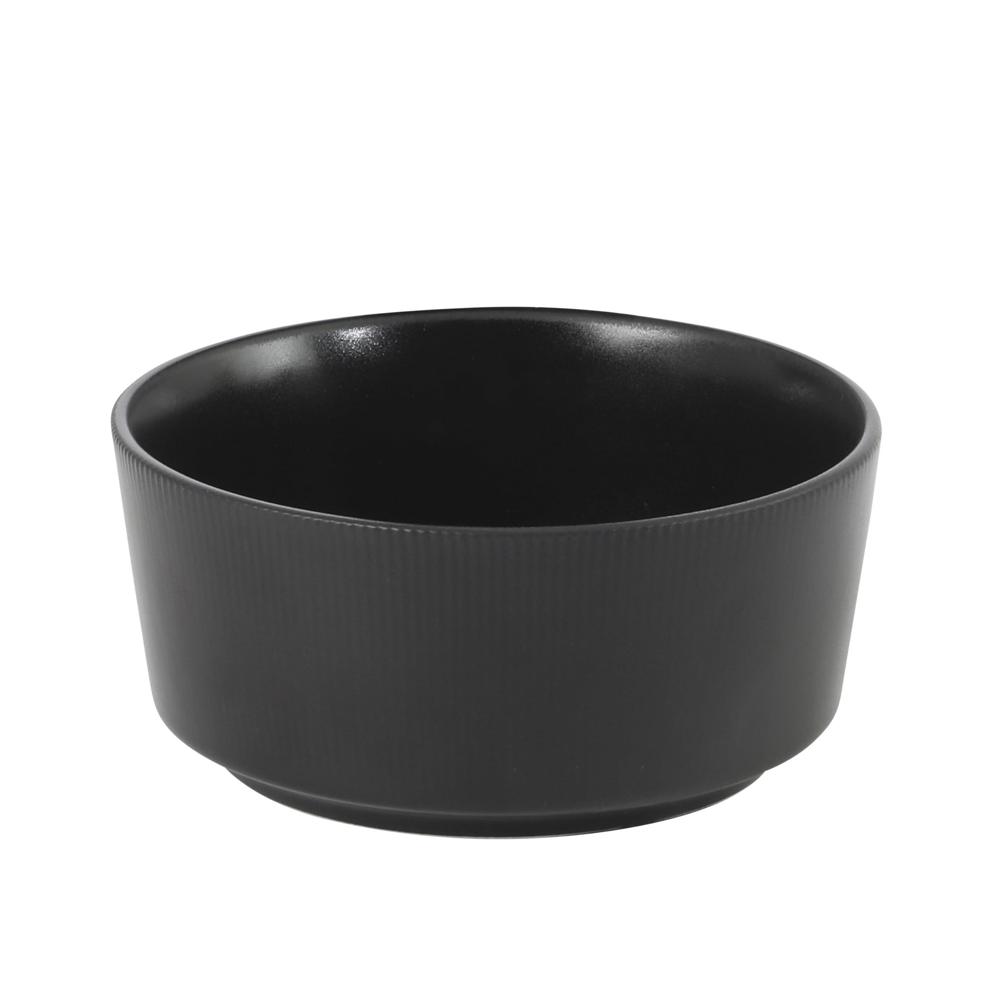 Gibson Home Dempsey Road 12-Piece Stoneware Dinnerware Set – Service for 4, Round Black Plates and Bowls, Durable Solid Color Modern Embossed Dish Set, Microwave & Dishwasher Safe