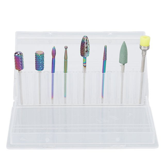 8 Uds. Brocas para uñas de carburo de tungsteno, herramienta limpiadora de cutículas para uñas, máquina perforadora, Kit de pulido para manicura y pedicura