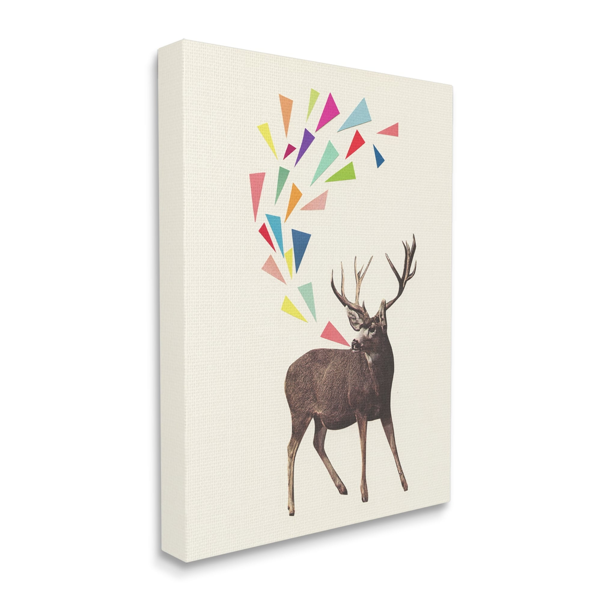 Modern Deer Geometric Triangles Pattern Shapes Animals & Insects Graphic Art Gallery-Wrapped Canvas Print Wall Art