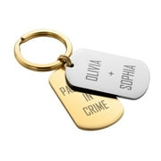 Personalized Two Tone Rounded Stainless Steel Dog Tag Key Ring